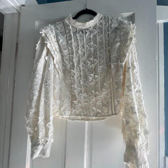 FARM RIO Star 3D embroidered blouse, Ivory, Size L - Picture 7 of 8